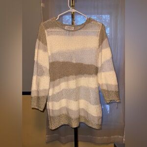 Peck&peck Women’s Small Gold White Sheer Sweater